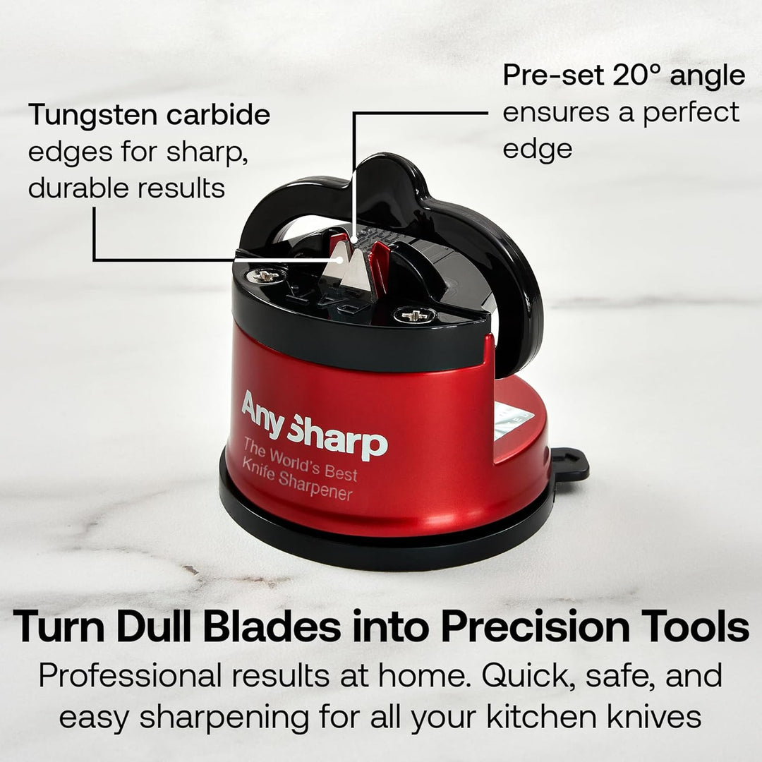 AnySharp Pro Messerschärfer (Metall) mit Saugnapf (Rot), ASKSPROMRED, Rot