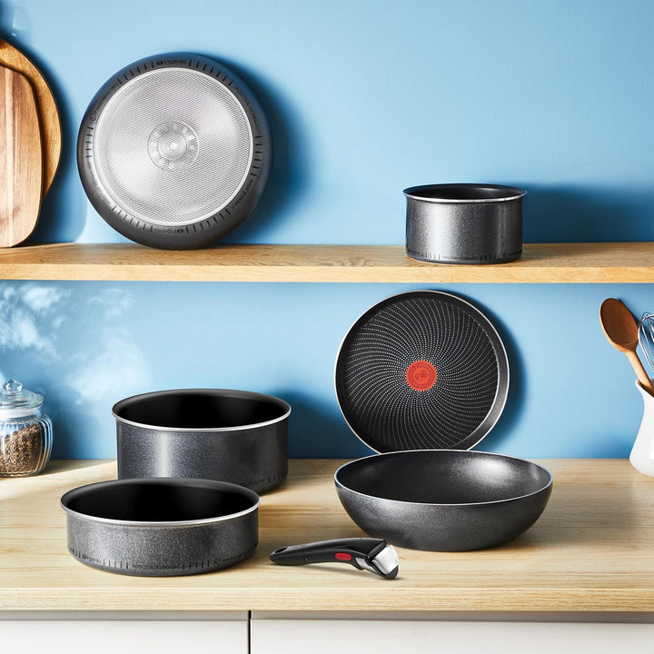 Tefal Ingenio Enjoy 17-tlg. Kochgeschirr-Set, Antihaftversiegelung, stapelbar, Thermo-Signal, für al