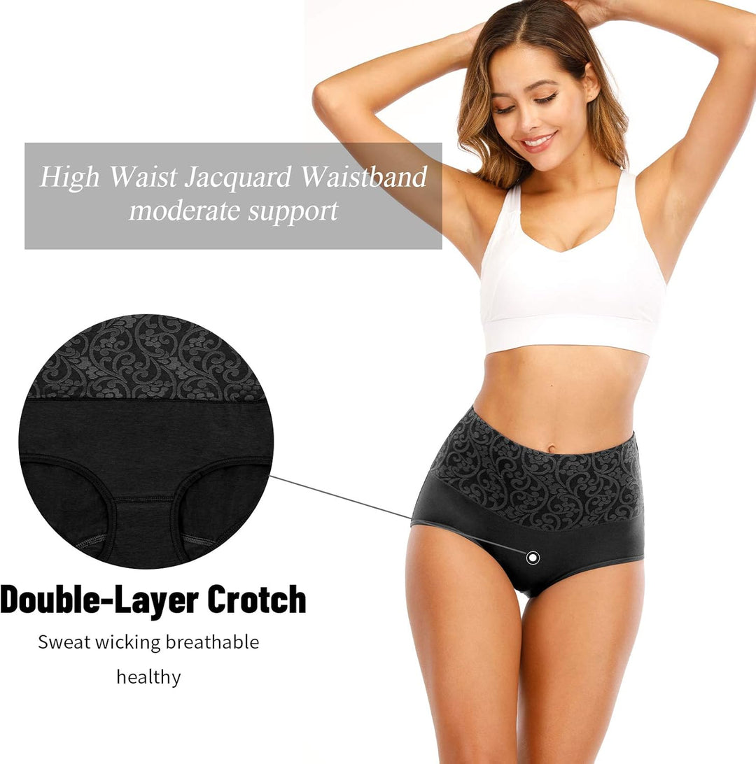 Senllori Damen Unterwäsche, hohe Taille, Baumwolle, Bauchkontrolle, weiche volle Abdeckung Multipack