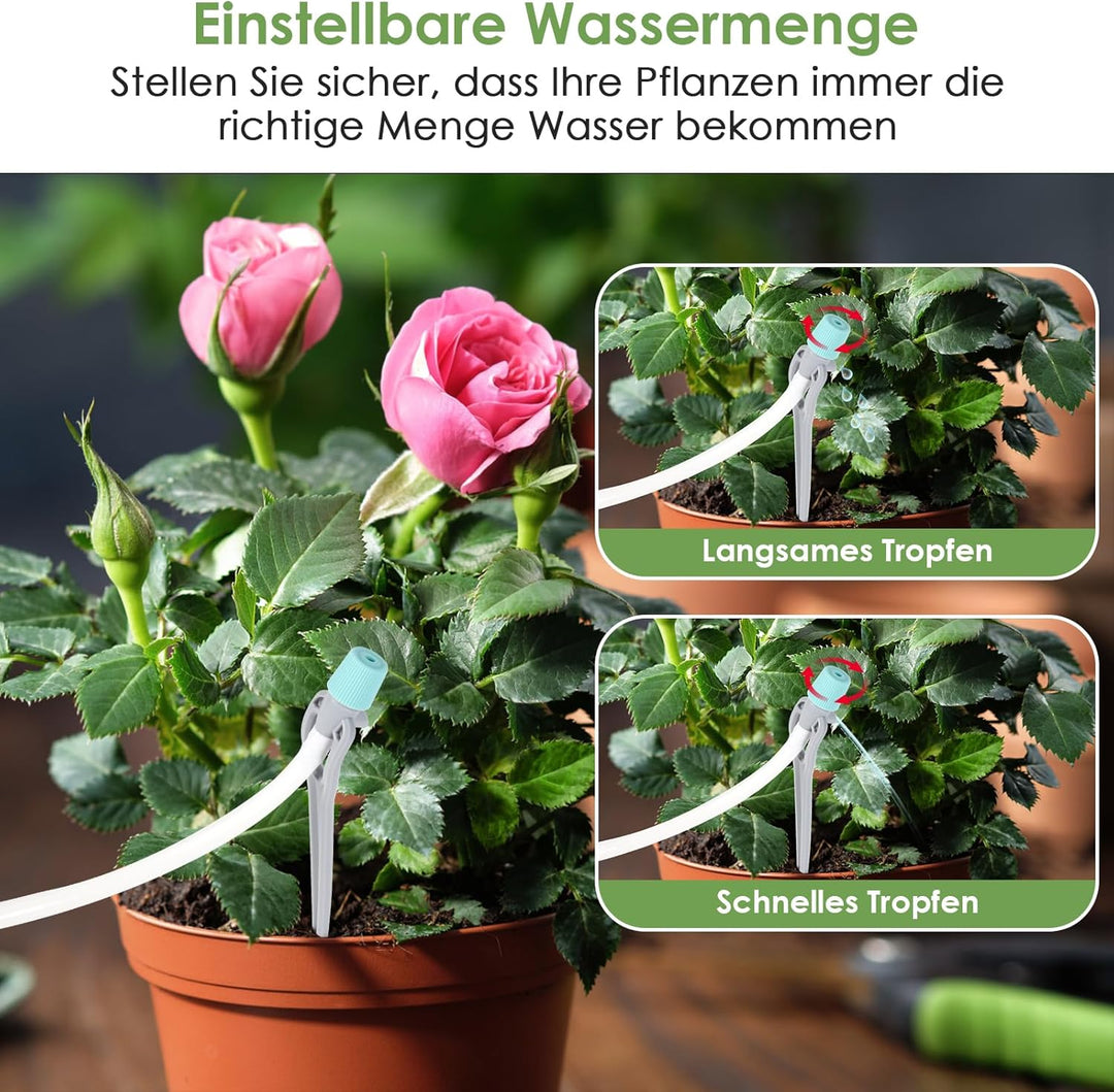 Automatisches Bewässerungssystem Indoor,GuKKK DIY Tropfbewässerungsset Gesteuert mit 12 m Schlauch,G