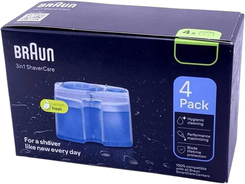 4 Stück Original Braun Clean + Renew CCR Kartuschen Neues Design + 1l JaTop Nachfüllung passend für