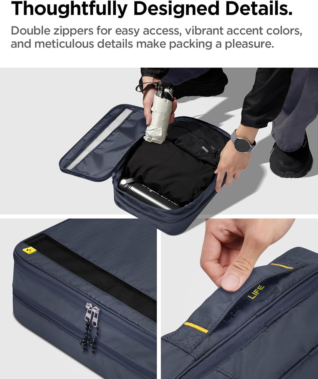 Spigen Life Packing Cube Packwürfel Koffer Organizer Set Packtaschen mit Kompression und Reissversch