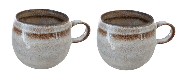 PintoCer - 2 x Tassen mit Griff, Steinzeugkeramik, ideal für Kaffee, Milch, Tee und Schokolade, spül