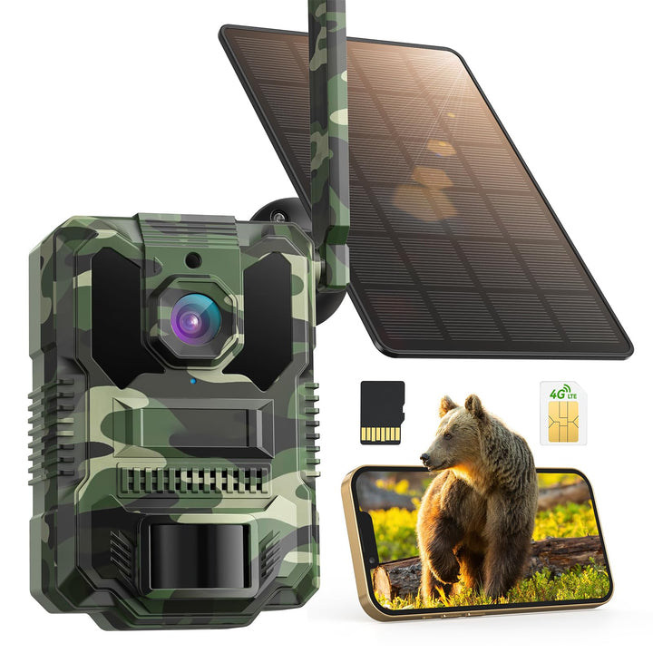 4G LTE Solar Wildlife Camera mit SIM Karte, Wildkamera mit handyübertragung app, Wildtierkamera mit