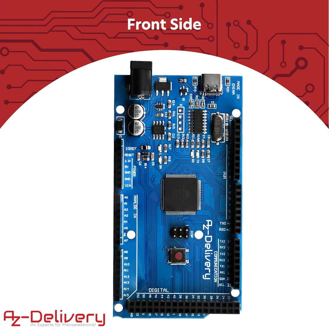 AZDelivery 3X AZ-MEGA2560-Board Mikrokontroller mit USB-C Anschluss Entwicklungsboard kompatibel mit