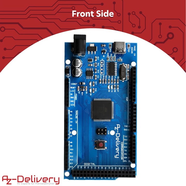 AZDelivery 1x AZ-MEGA2560-Board Mikrokontroller mit USB-C Anschluss Entwicklungsboard kompatibel mit