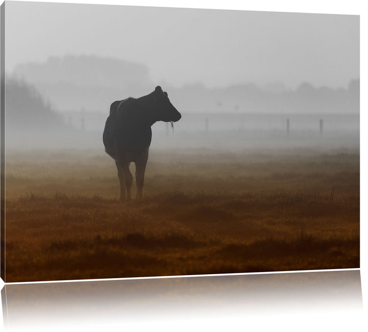 Pixxprint eine fressende Kuh auf der Weide als Leinwandbild/Grösse: 100x70 / Wandbild/Kunstdruck/fer