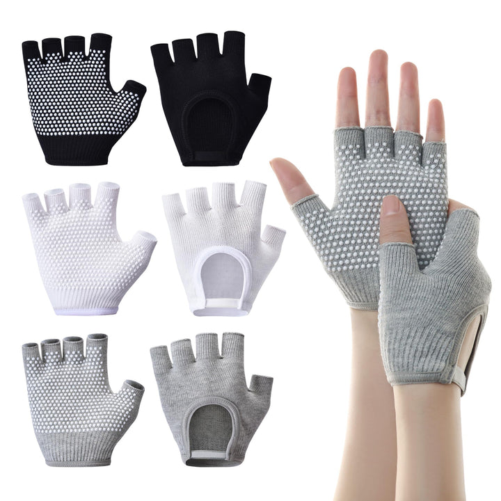 3 Paar rutschfeste Yoga-Handschuhe für Damen, fingerlose Workout-Handschuhe für Damen, Fitnessstudio