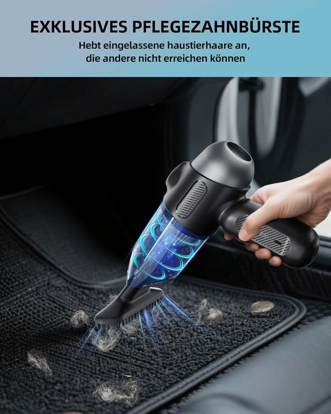 Handstaubsauger Akku 4-in-1,12KPA Handstaubsauger Kabellos,Auto Staubsauger Stark,2-Gang Autostaubsa