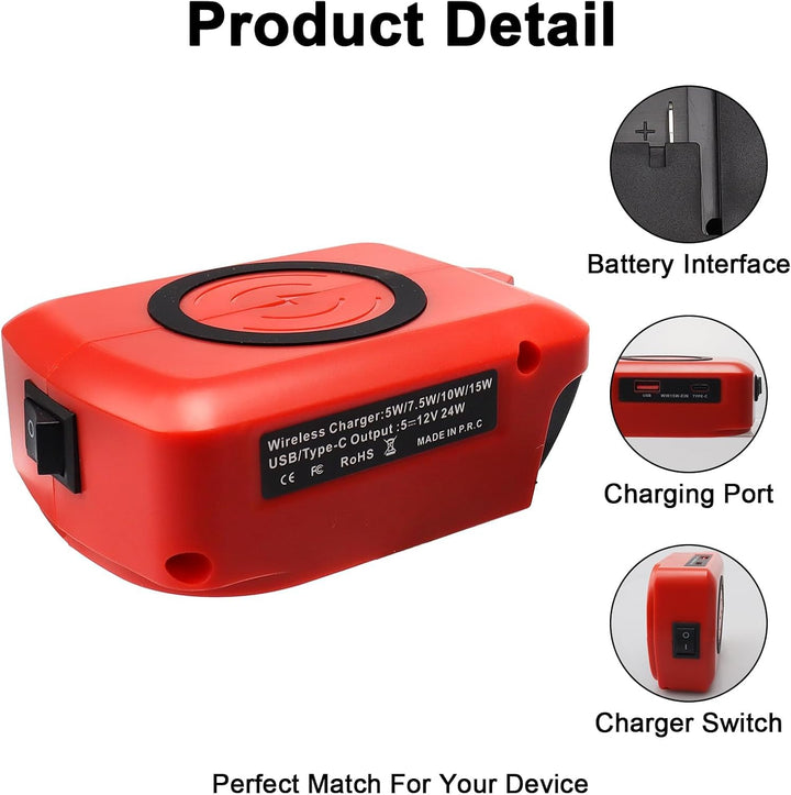 18 V mobiler kabelloser tragbarer Ladeadapter, Ladegerät für Einhell Power X-Change, universelle 15