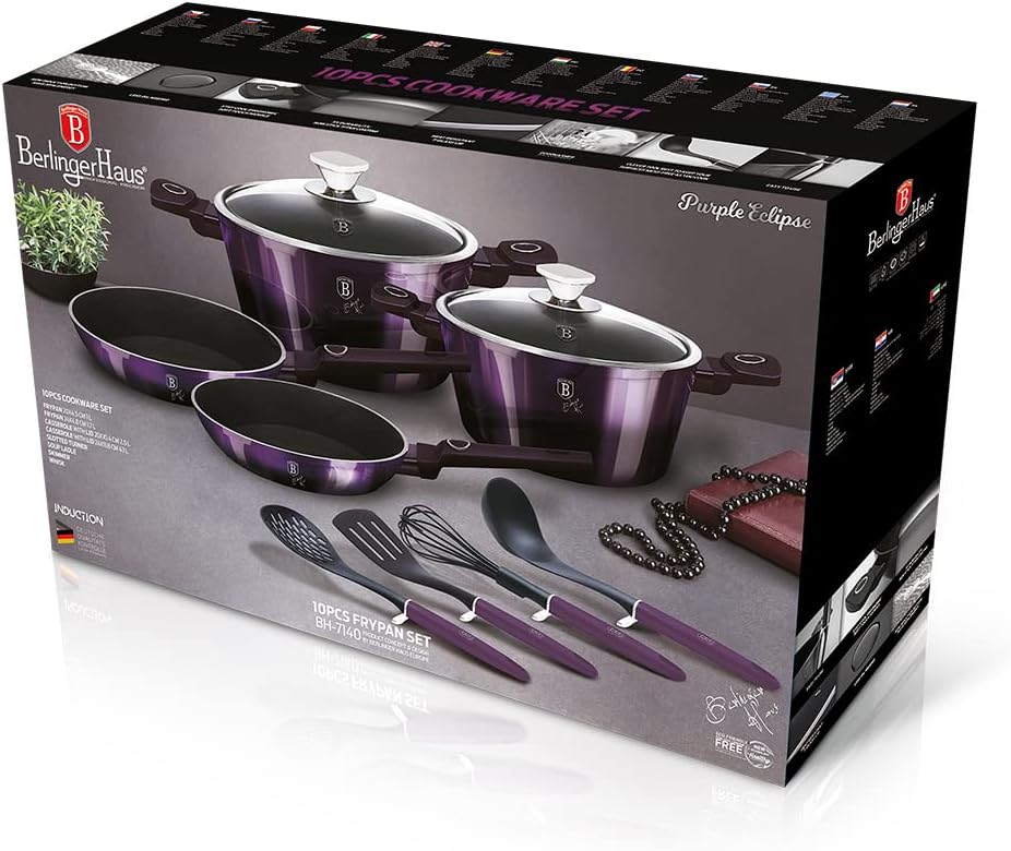 Berlinger Haus Küchen-Kochgeschirr-Set, 10-teilig, antihaftbeschichtetes Kochgeschirr-Set mit Utensi