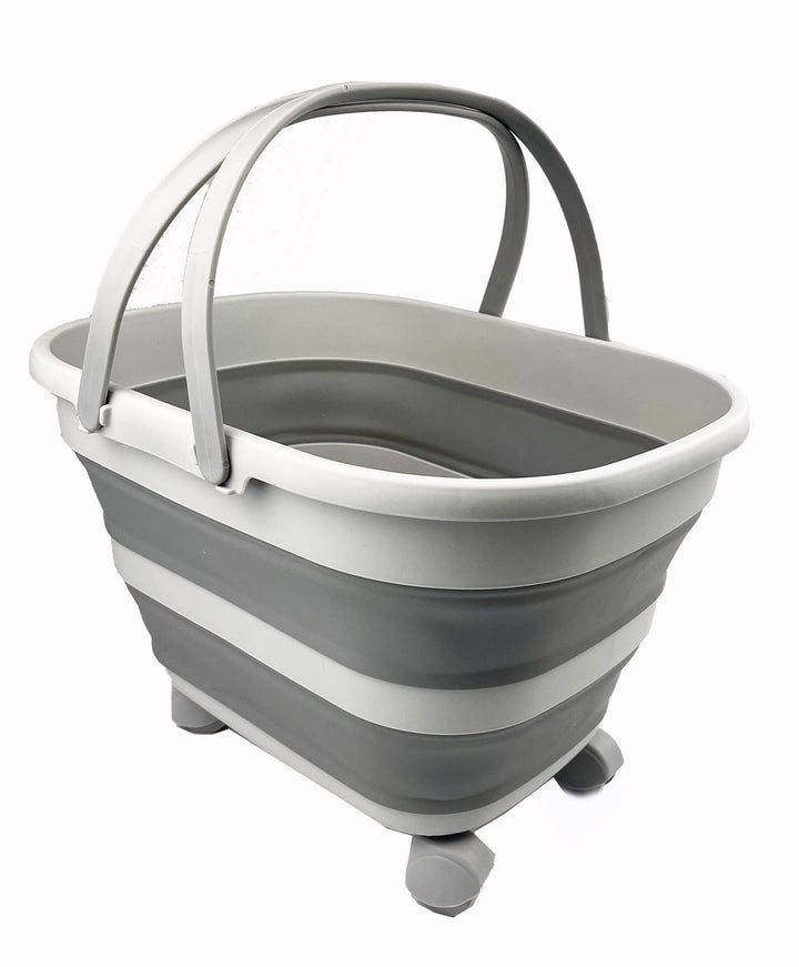 SAMMART 17L Faltbarer Korb mit Griff – Tragbarer Outdoor-Picknickkorb/Krater und 360° drehbare Räder