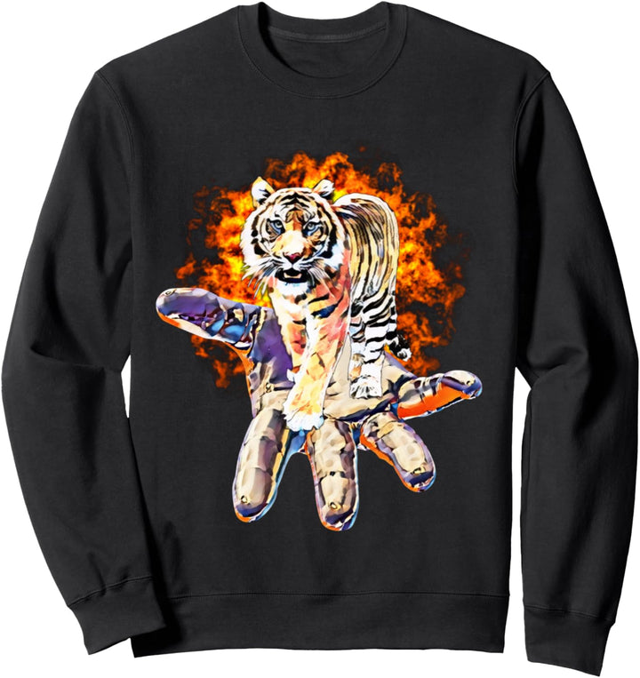 Tiger Motiv Raubkatzen Dschungel Katzen Krallen Zähne Tiger Sweatshirt