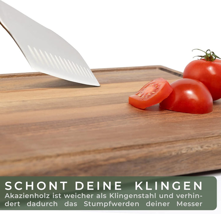 WALDWERK Schneidebrett 3er Set (40x30 / 33x24 / 26x18cm) aus massiver Akazie - Schneidebretter mit B