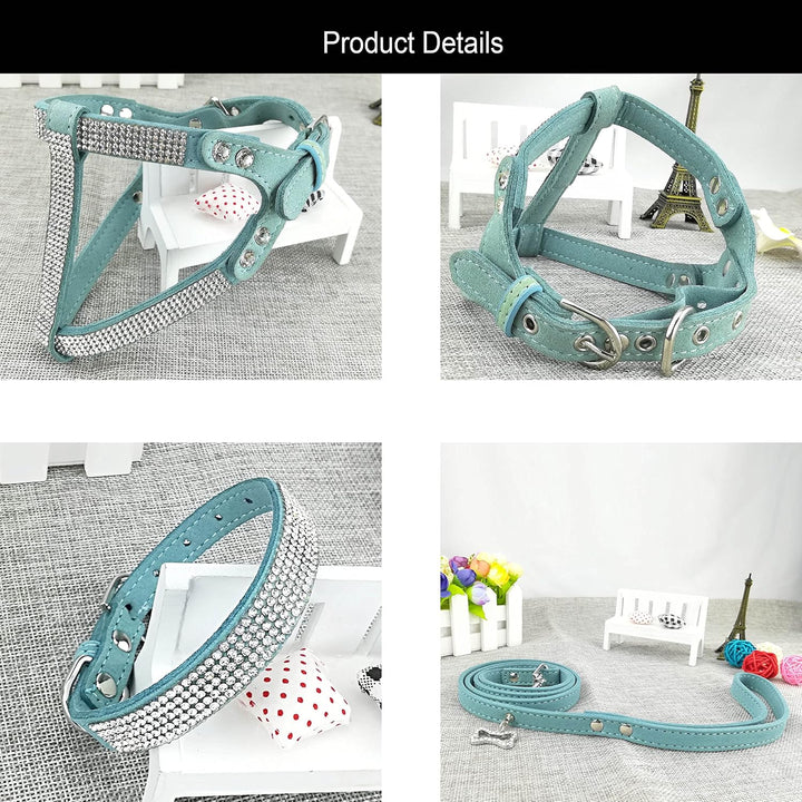 Hundehalsband &amp; Geschirr &amp; Leinen Sets Mode Komfortable Hundehalsband Diamante mit Geschirr &amp; Leinen