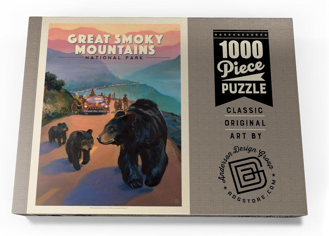 Great Smoky Mountains National Park: Bear Jam, Vintage Poster - Premium 1000 Teile Puzzle - MyPuzzle
