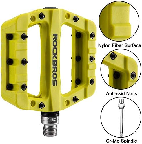 ROCKBROS Fahrradpedale Nylon Composite Flatpedale 9/16 MTB Pedale 3 Bearing rutschfest Wasserdicht A