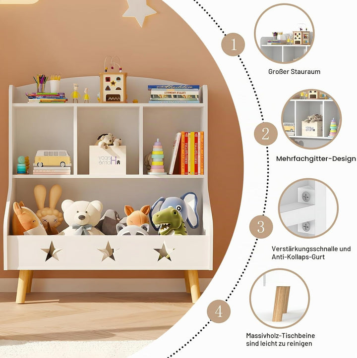 Garden 4 you Kinderregal, Bücherregal für Kinder, Kinderzimmerregal, Bücherregal Aufbewahrungsregal