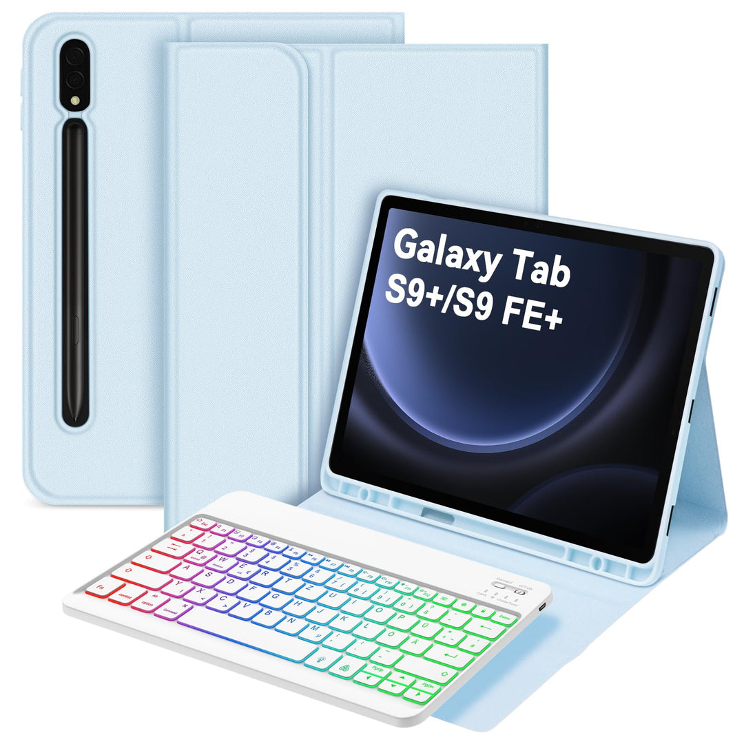 Bettdow für Samsung Galaxy Tab S10+/S10 Plus Tastatur Hülle, QWERTZ Layout Abnehmbarer Beleuchtete T