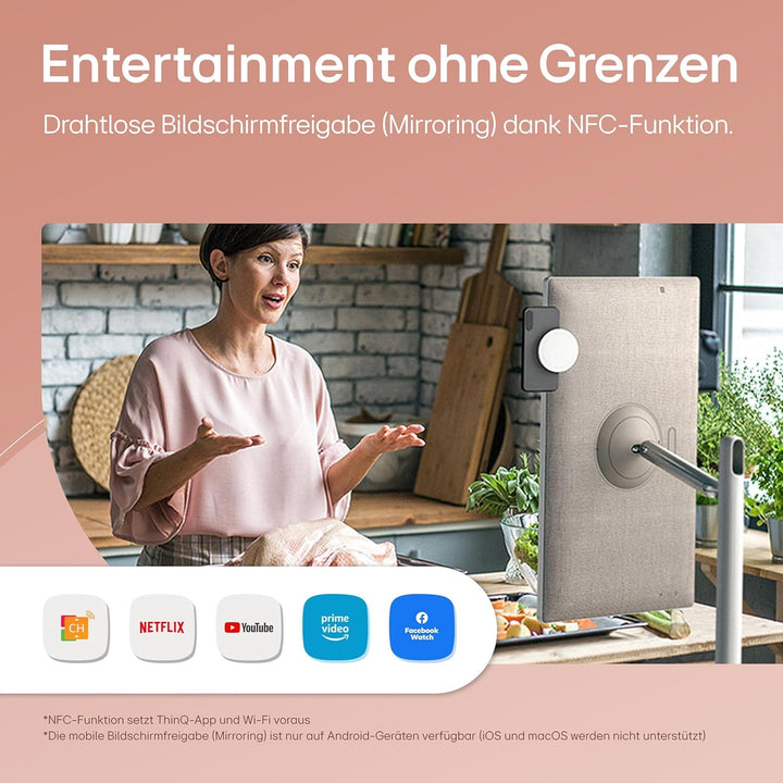 LG 27ART10 TV 68cm (27 Zoll) Lifestyle TV StanbyME (Touch Screen, 60 Hz, integrierter Akku, Streamin