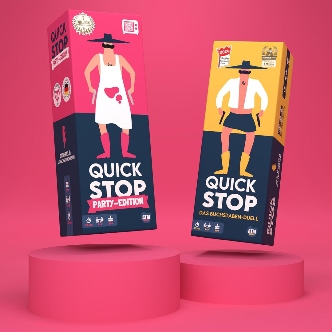 ATM Gaming Quickstop - Das Buchstaben-Duell - Party-Edition - Kartenspiel für Jugendliche und Erwach