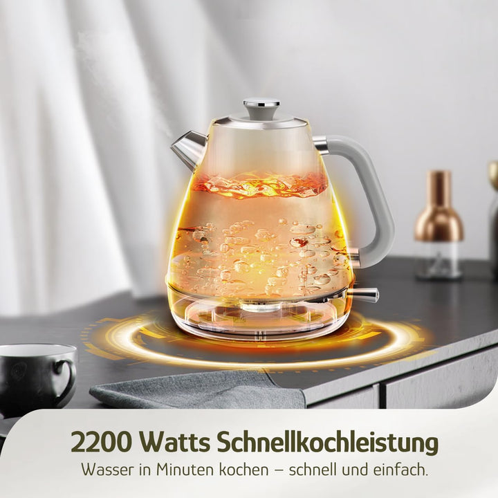 Hazel Quinn Wasserkocher Retro Vintage Design Edelstahl, BPA-frei, Automatische Abschaltung, Wasserk
