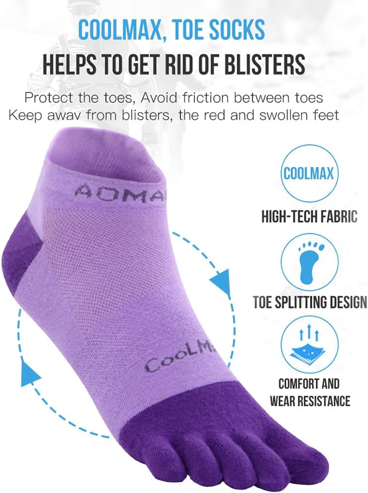 Zehensocken für Frauen Männer Coolmax Laufsocken 5 Fingersocken athletische Zehensocken 3 Paar 35-38