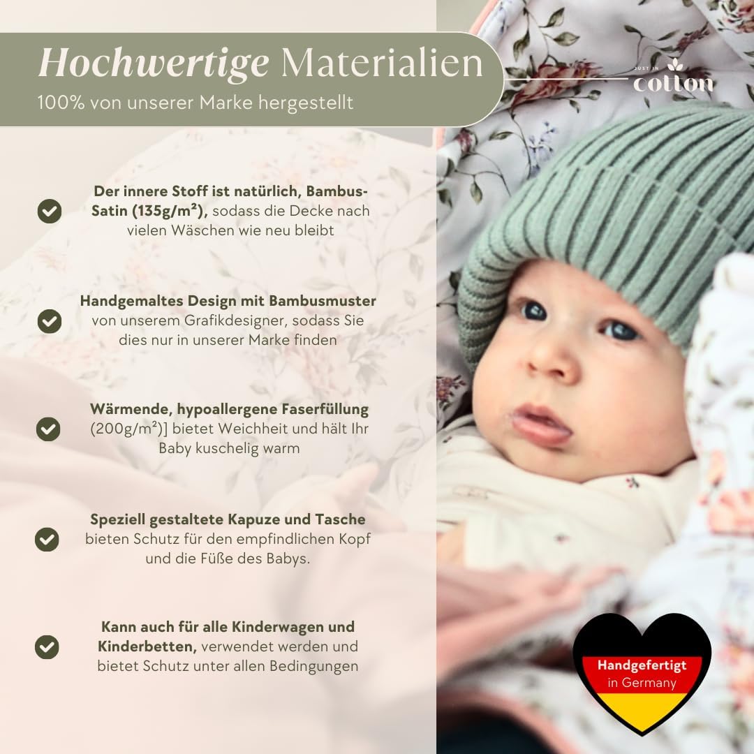 Einschlagdecke Babyschale Kinderwagen: Velours-Bambus-Decke für Autositz, Kinderwagen und Wanne. bab