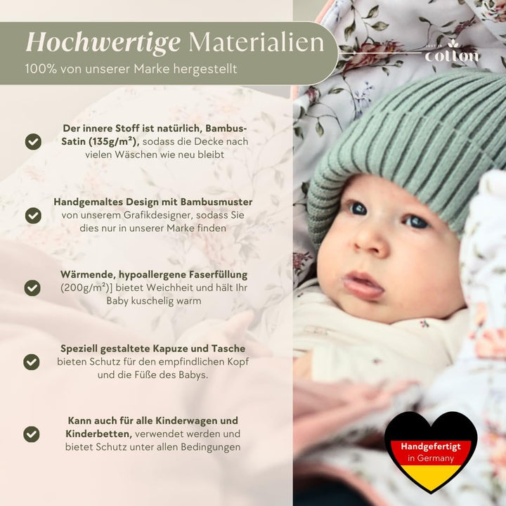 Einschlagdecke Babyschale Kinderwagen: Velours-Bambus-Decke für Autositz, Kinderwagen und Wanne. bab