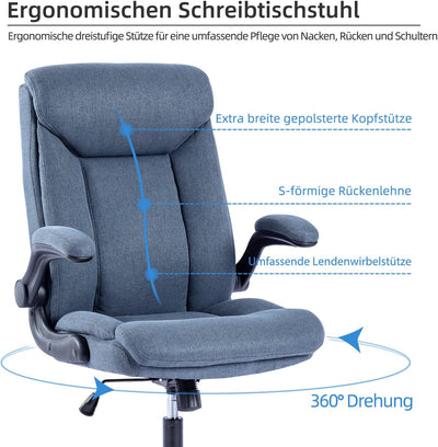 MZLEE Ergonomischer Bürostuhl Computerstuhl Schreibtischstuhl Drehbarer Arbeitsstuhl mit hochklappba