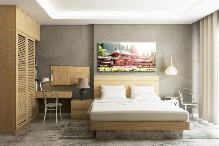 atemberaubende Tempelanlage in Asien Panorama 80x40 cm als Leinwandbild, Motiv fertig gerahmt auf Ec