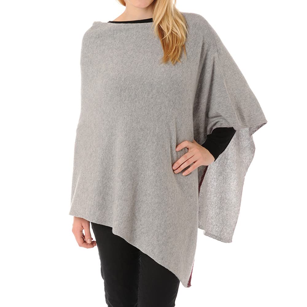 LES POULETTES -Grosse Poncho 100% Kaschmir 2-fädig Classics Einheitsgrösse Grosse Grössen Grau, Einh