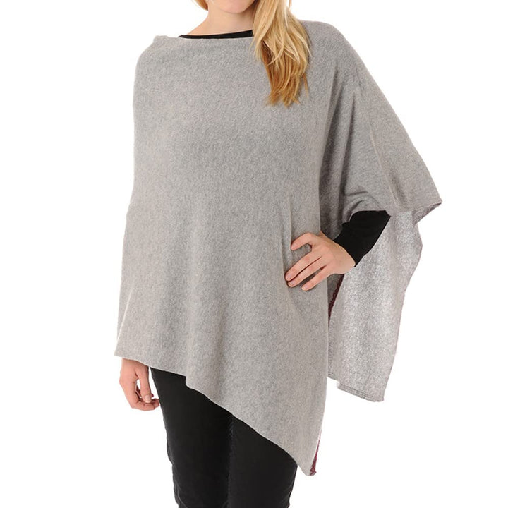 LES POULETTES -Grosse Poncho 100% Kaschmir 2-fädig Classics Einheitsgrösse Grosse Grössen Grau, Einh