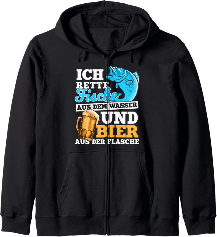 Ich rette Fische aus dem Wasser und Bier aus der Flasche Kapuzenjacke