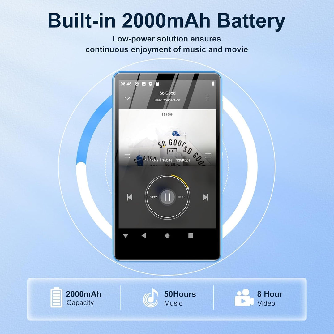 80GB MP3 Player with Bluetooth and WiFi, SWOFY 4.0 Inch Touchscreen MP3 MP4 Player, Portable Stereo,