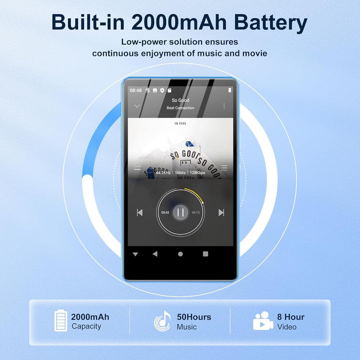 80GB MP3 Player with Bluetooth and WiFi, SWOFY 4.0 Inch Touchscreen MP3 MP4 Player, Portable Stereo,