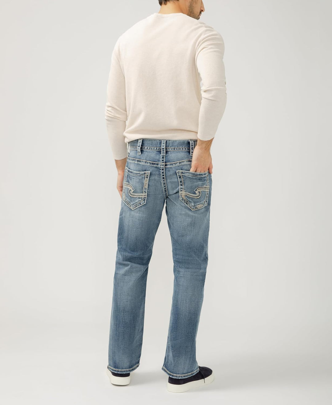 Silver Jeans Co. Herren Men's Zac Relaxed Fit Straight Leg Legacy Jeans 28W / 32L Helles Indigoblau,