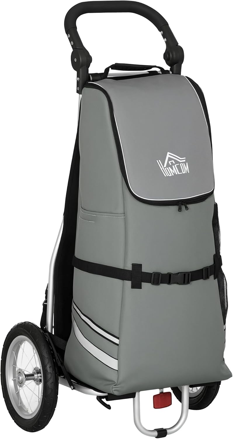 HOMCOM 2 in 1 Lastenanhänger Einkaufstrolley für Einkaufswagen Fahrradanhänger Transportanhänger mit