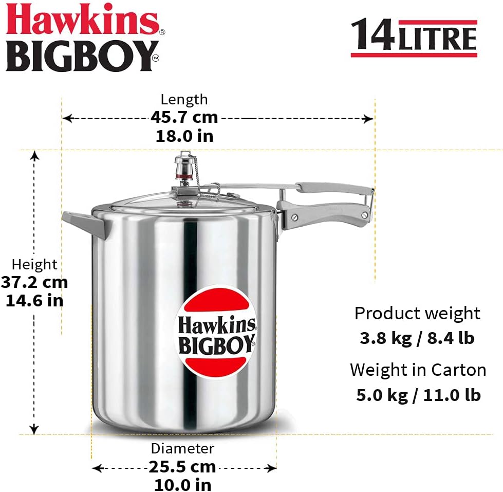Hawkings Bigboy Schnellkochtopf aus Aluminium 14 L, 14 L