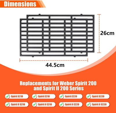 GFTIME 7637 44,5x26cm Grillrost für Weber Spirit Ⅰ&Ⅱ 200 Serie, Grillroste für Spirit E210/220 S210/