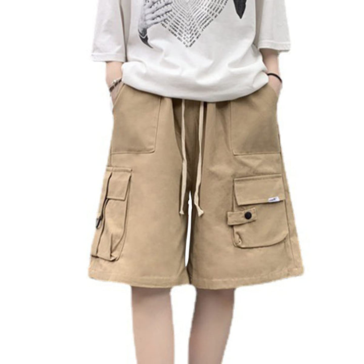 Kurze Hose Damen Knielang Bermuda Cargo Shorts Sommer Loose Fit Casual Harajuku S Khaki, S Khaki