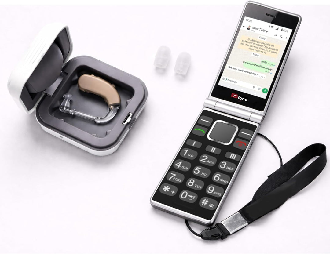 TTfone TT990 4G Flip Phone mit Android 14 (De-Googled), WhatsApp, 3,5 Zoll Touchscreen, SOS-Taste, g