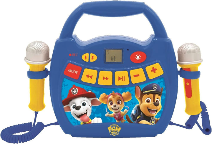 Lexibook - Paw Patrol - Tragbarer digitaler Karaoke-Player für Kinder - Mikrofone, Lichteffekte, Blu
