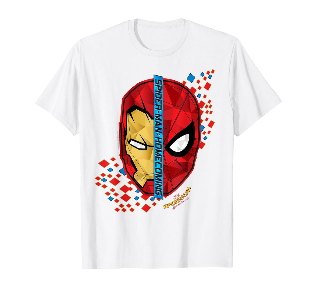 Mens Marvel Spider-Man Homecoming Iron Man Face Split T-Shirt C1 2XL Dark Heather