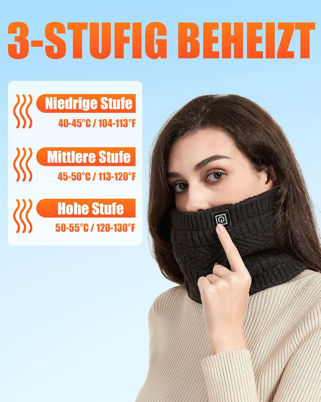 CYCYHEAT Beheizbare Mütze - Nackenwärmer Beheizbarer Schal & Beheizte Mütze für Männer und Frauen mi