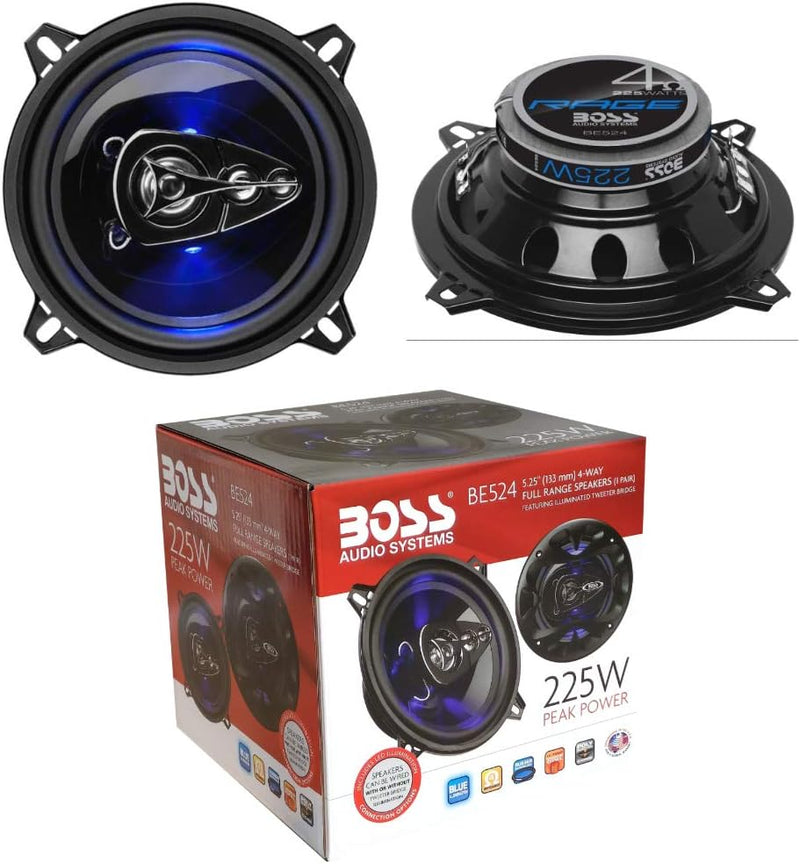 2 Lautsprecher kompatibel mit BOSS Audio Systems BE524 BE 524 4 Wege koaxialkabel 5,25" 13,00 cm 130