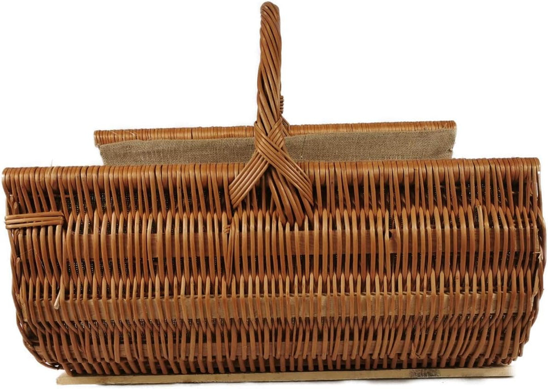 Holzkorb aus Weide mit Jute Braun Natur 60x45x48 cm
