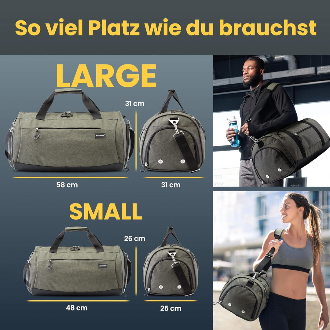 Heldenwerk® Sporttasche & Reisetasche für Damen und Herren gross I Trainingstasche mit Schuhfach und