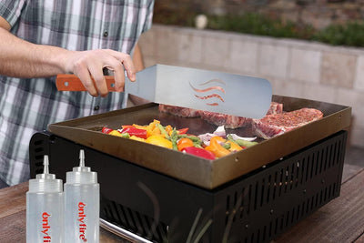 Onlyfire Grillspachtel Plancha Kit aus Edelstahl für Grillplatte, enthält: 2X Pfannenwender, 1x Spac