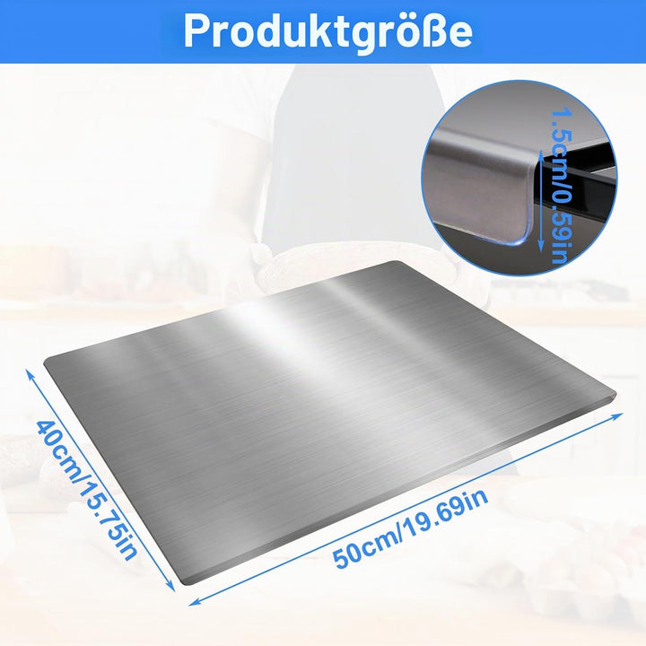 Edelstahl-Schneidebrett 50 x 40cm,Küche Schneidbrettchen,Schweres Schneidebrett zum Kochen, Backen B